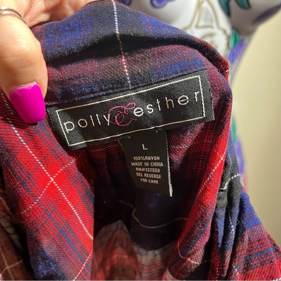 Red Blue Plaid Button Up Flannel - Picture 5 of 5